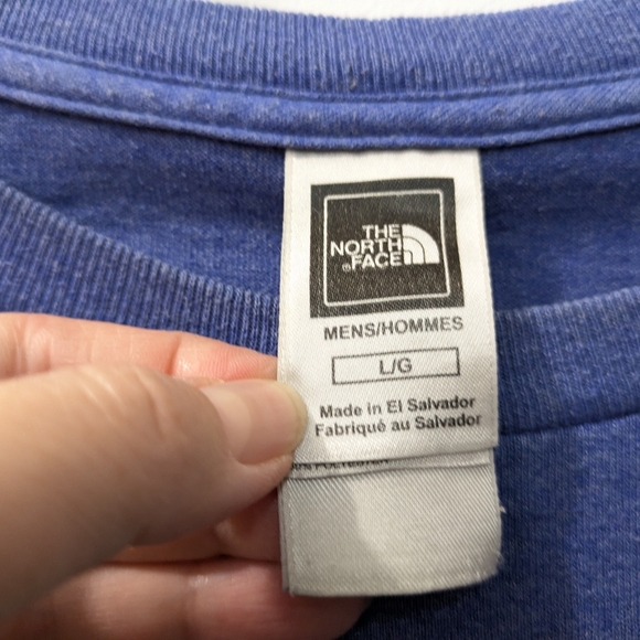 The North Face Blue Short Sleeve with Neon Green Logo, Mens Large - Picture 4 of 6